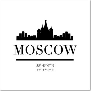 MOSCOW RUSSIA BLACK SILHOUETTE SKYLINE ART Posters and Art